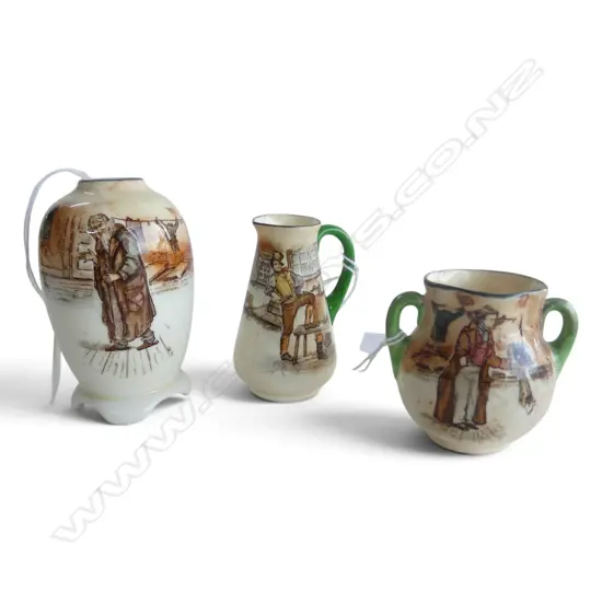 3 ROYAL DOULTON DICKENS WARE MINIATURES, H.55,70,80mm