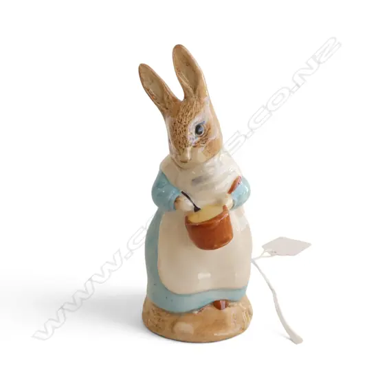ROYAL ALBERT BEATRIX POTTER 'MRS RABBIT COOKING', H.100mm, brown backstamp 1989-1998