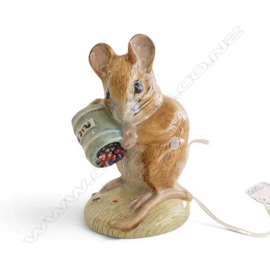ROYAL ALBERT BEATRIX POTTER 'HUNCA MUNCA SPILLS THE BEADS', H.75mm, brown backstamp 1989-1998