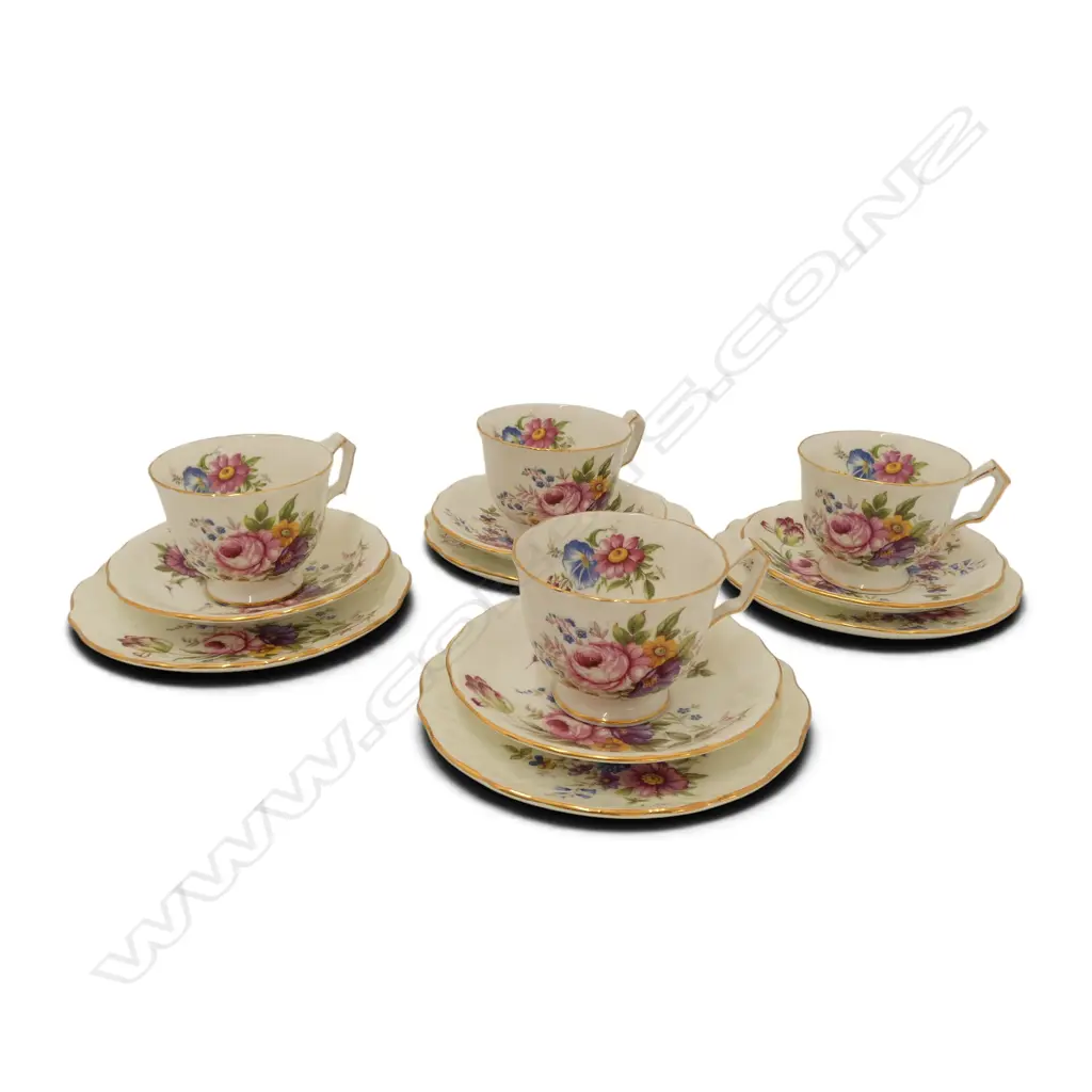 4 AYNSLEY FLORAL CUPS, SAUCERS, & PLATES  Image 1++