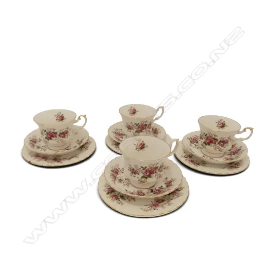 4 ROYAL ALBERT ‘OLD LAVENDER ROSE’ CUPS, SAUCERS, & PLATES 