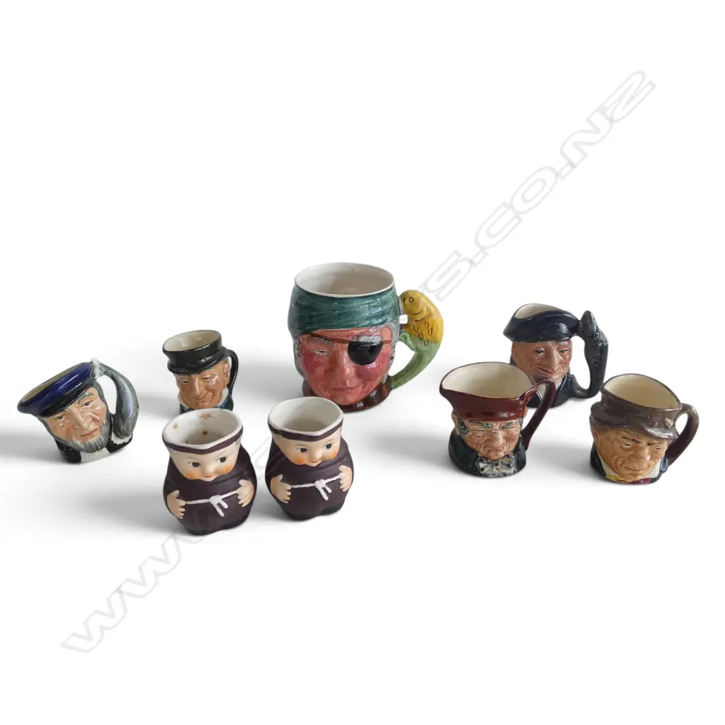 8 TOBY JUGS; 5 ROYAL DOULTON, 2 GOEBEL, LANCASTER SANDLAND H.90mm Image 1++