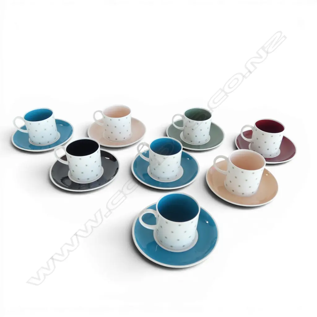 SET OF 8 MID CENTURY SUZIE COOPER COFFEE CANS & SAUCERS Image 1++