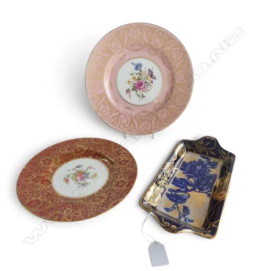 2 CABINET PLATES; MINTON & ROYAL WORCESTER 270mm dia + ROYAL DOULTON DISH W.280mm