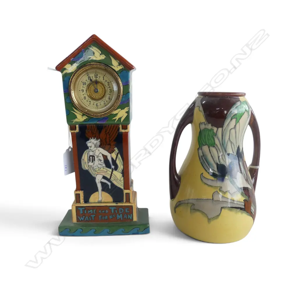 OLD FOLEY CHINA CLOCK H240MM & VASE H200 INTARSIO PAT Image 1++