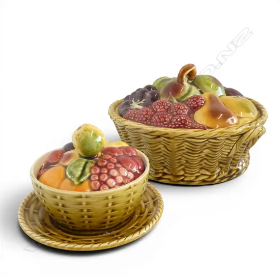 SARREGUEMINES FRUIT BASKET + SUGAR & PLATE faults Dia.235mm