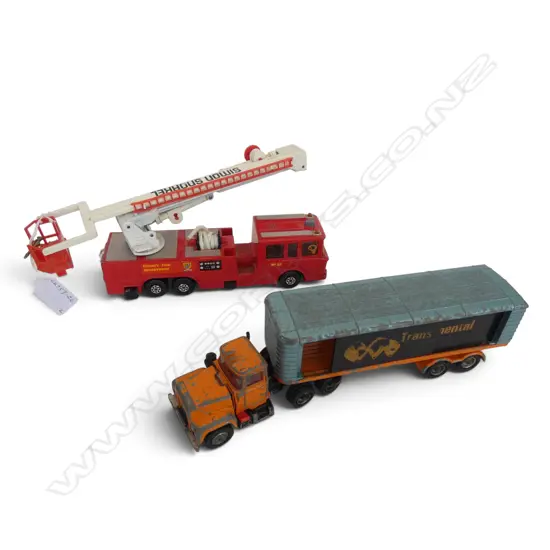 VINTAGE CORGI FREIGHT TRUCK + MATCHBOX SNORKEL FIRE ENGINE