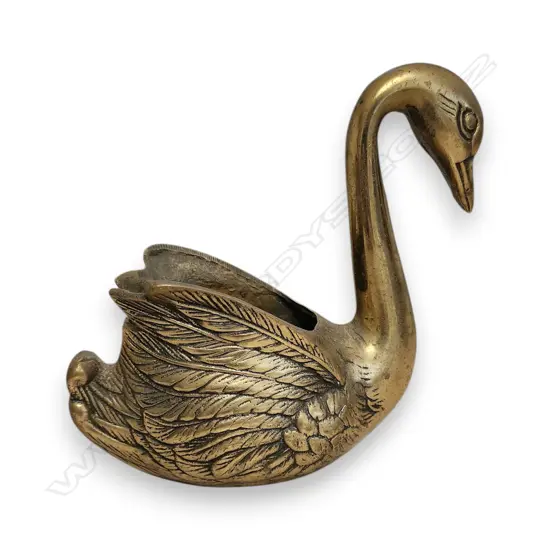 VINTAGE BRASS SWAN FIGURINE 160 L x 150 H mm
