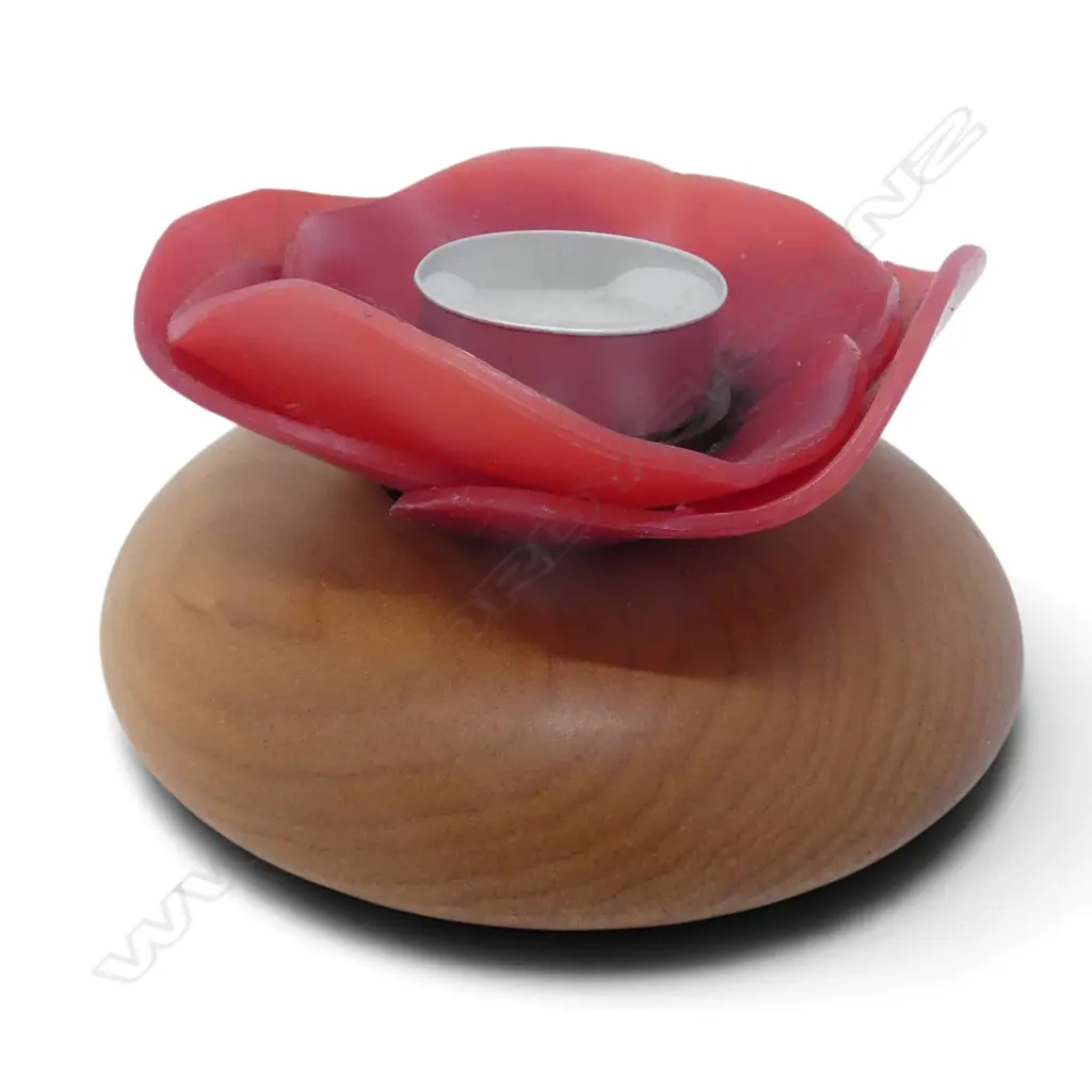KAURI BASED POPPY TEA LIGHT HOLDER D120 AK MUSEUM RETAIL $119 Image 1++