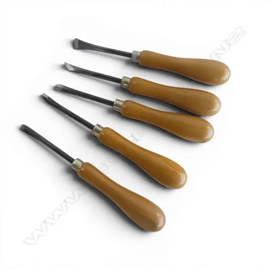 FROM JAPAN 5 ERGONOMIC HCS PUSH CHISELS FOR FINE DETAIL CARVING 