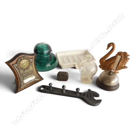 ASSTD. COLLECTIBLES SOAP DISH, INSULATOR, COUNTER BELL ETC