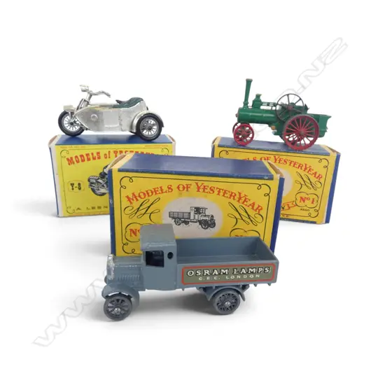 3 BOXED LESNEY MODELS OF YESTERYEAR No. 1, 6 & Y-8