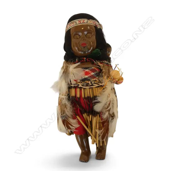 MAORI WAHINE DOLL w. CHILD in plastic bag L.270mm