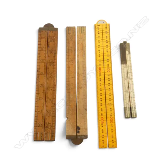 4 VINTAGE RABONE RULERS incl. repaired ivory pce