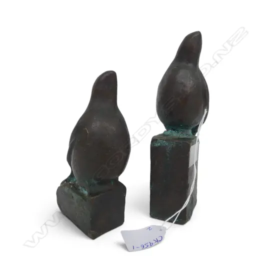 JOAN DANIEL, 2 CAST BRONZE BIRD ORNAMENTS, H.165mm