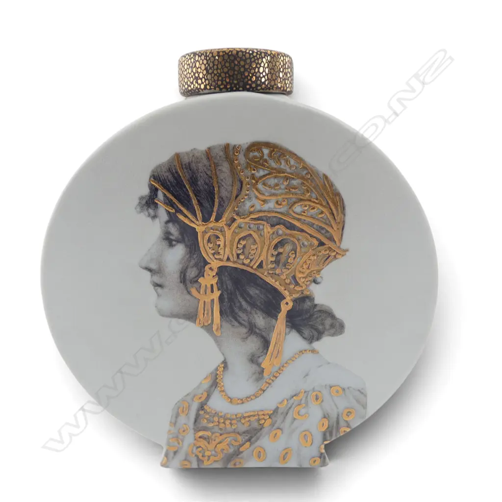 HAND PAINTED LIDDED MOON FLASK SIGNED NATASHA FAWNER H190MM Image 1++