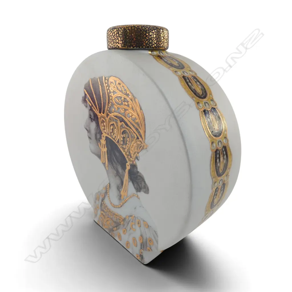 HAND PAINTED LIDDED MOON FLASK SIGNED NATASHA FAWNER H190MM Image 1++