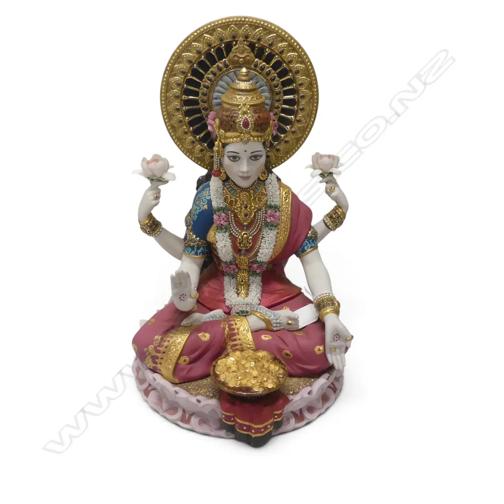 LLADRO 'GODDESS LAKSHMI' FIGURINE, petal fault, w. box H.385mm Image 1++