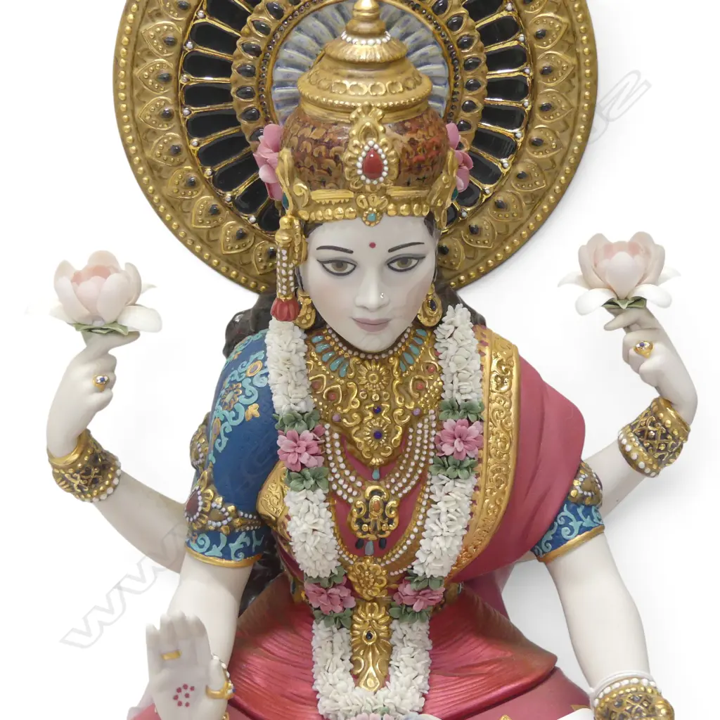 LLADRO 'GODDESS LAKSHMI' FIGURINE, petal fault, w. box H.385mm Image 1++