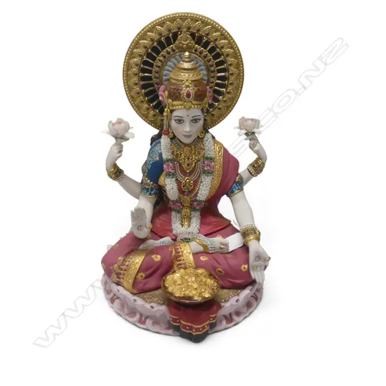 LLADRO 'GODDESS LAKSHMI' FIGURINE, petal fault, w. box H.385mm
