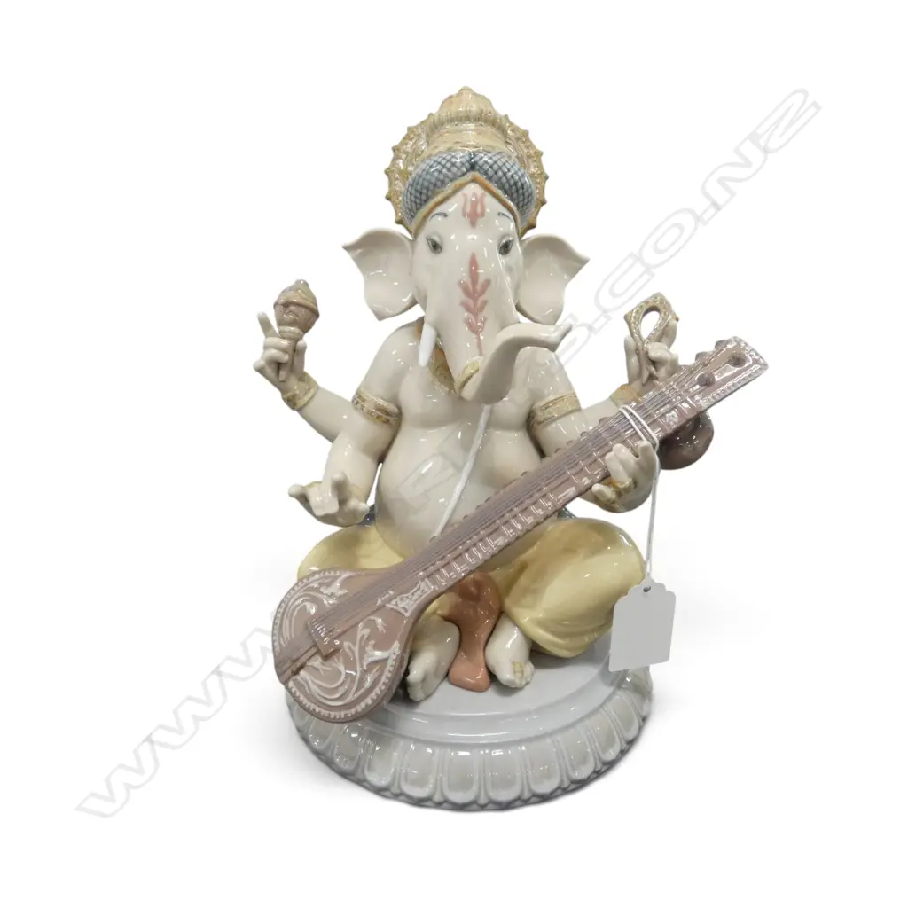 LLADRO 'VEENA GANESHA' FIGURINE w. box H.225mm Image 1++