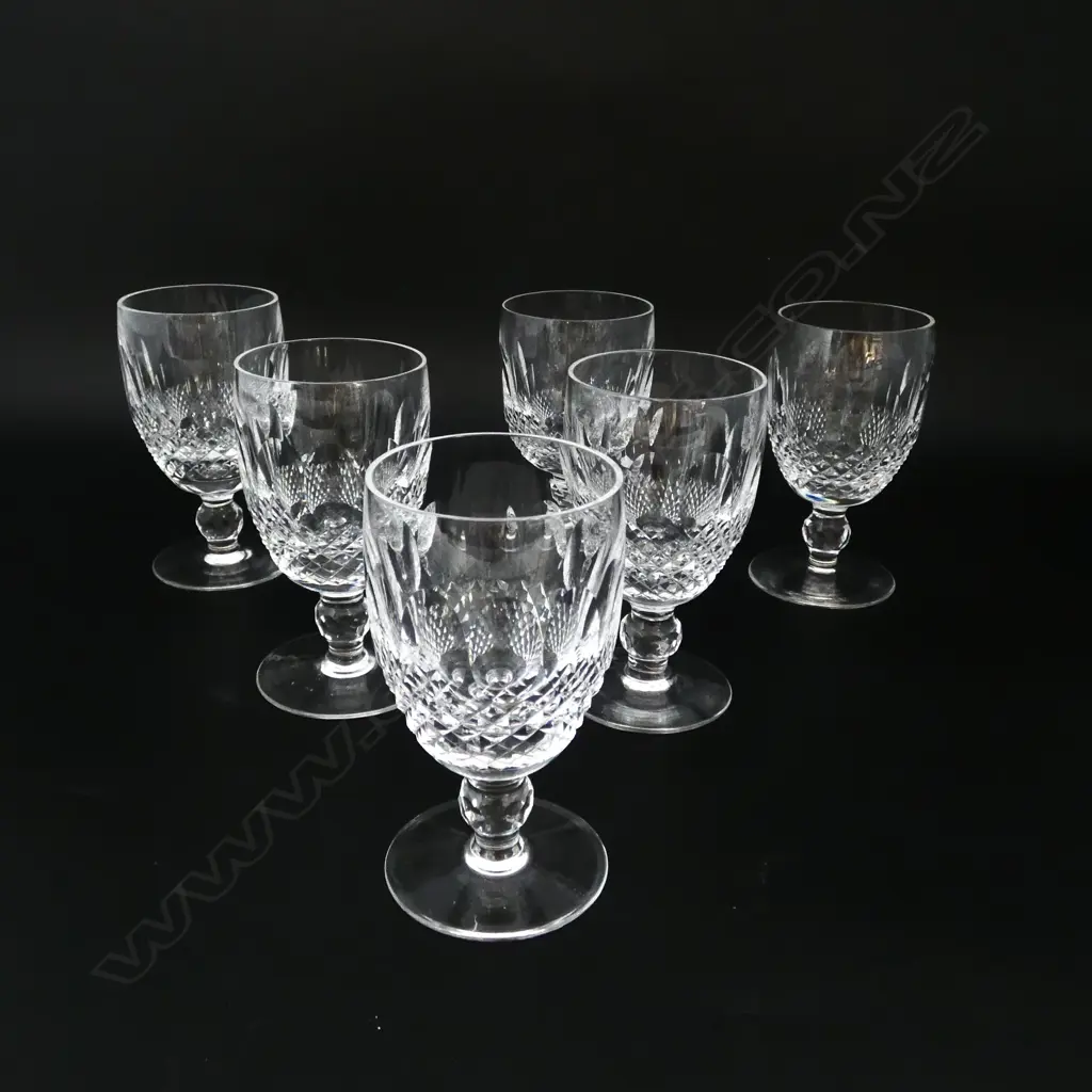 SIX WATERFORD CUT CRYSTAL ‘COLLEEN’ WINE GLASSES, H.125MM Image 1++