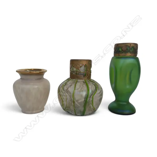 3 VASES; 2 GLASS C.1900 H.155mm