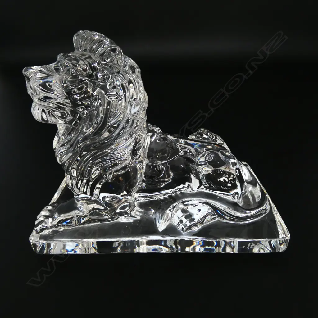HEAVY WATERFORD IRISH CRYSTAL HSBC LION SCULPTURE ETCHED STAMP, L.145MM H.110MM W.85MM Image 1++