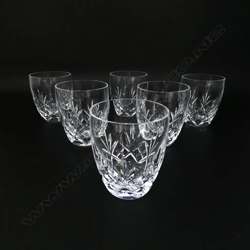 SET 6 HEAVY VINTAGE CUT CRYSTAL TUMBLERS ‘VICTORIA’ PATTERN, H.95MM, D.75MM Image 1++