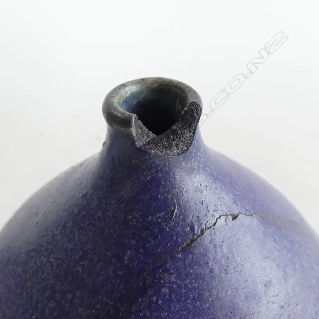 2 LEN CASTLE SML BLUE VASES, H.170, 130mm, larger vase repaired & missing piece to neck Image 1++
