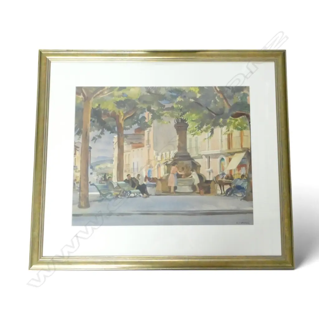 CEDRIC SAVAGE, 'THE FOUNTAIN, VILLAFRANCA' WATERCOLOUR, SIGNED, 500 X 620mm Image 1++