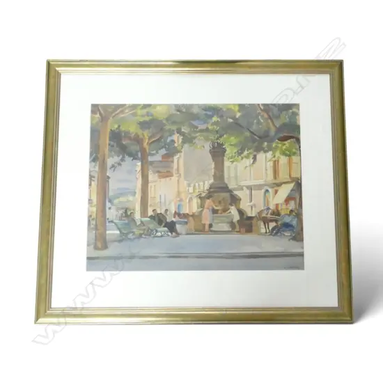 CEDRIC SAVAGE, 'THE FOUNTAIN, VILLAFRANCA' WATERCOLOUR, SIGNED, 500 X 620mm