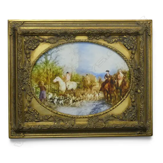HUNTING PRINT IN GILT FRAME 280x380mm 455x560mm OVERALL