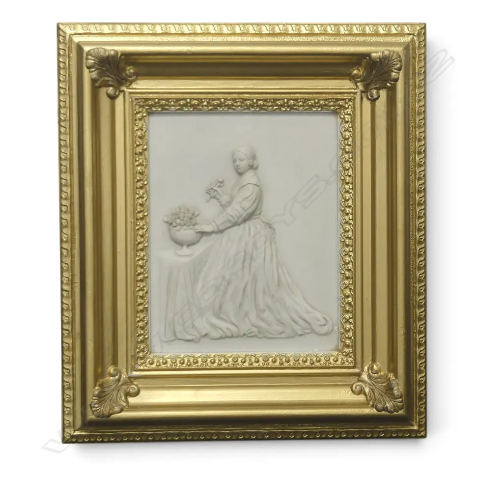 RESIN PLAQUE IN GOLD PAINTED FRAME 420x370mm overall size Image 1++