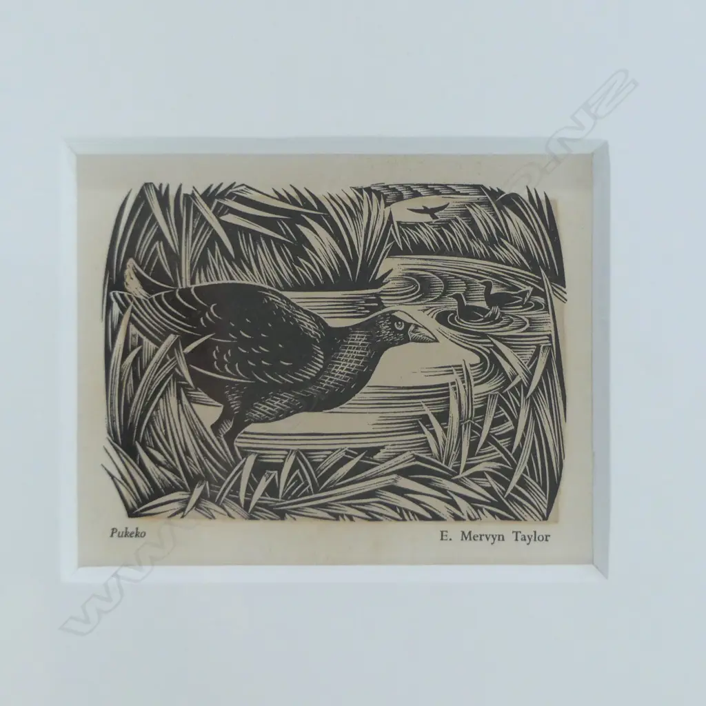 E MERVYN TAYLOR ENGRAVING from Mermaid Press. c.1950's possibly a Christmas card. 80 x 95mm. Image 1++