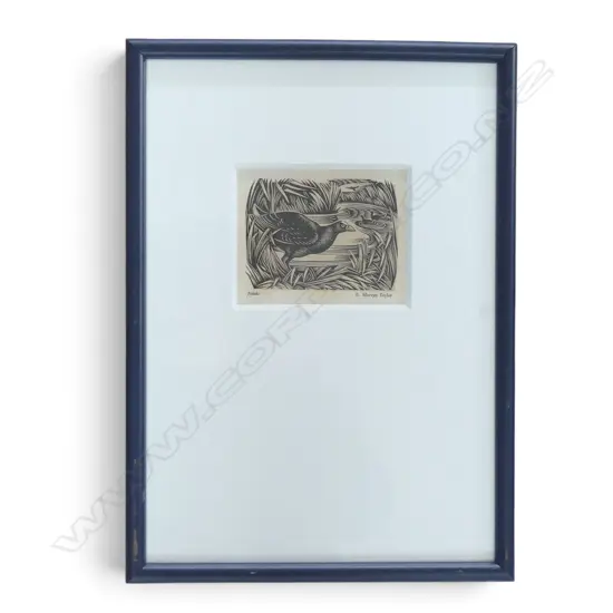 E MERVYN TAYLOR ENGRAVING from Mermaid Press. c.1950's possibly a Christmas card. 80 x 95mm.