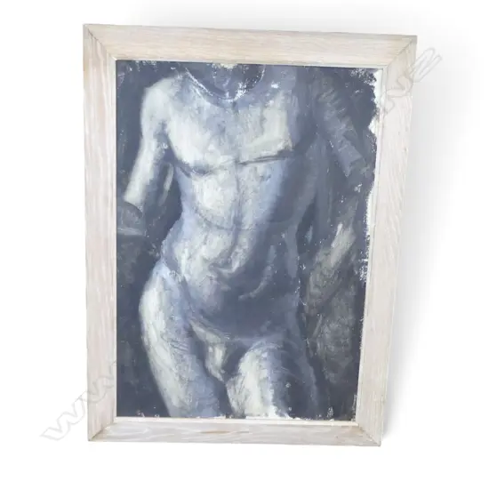 JACK CRIPPEN, MALE NUDE STUDY, OIL ON BOARD, 510 X 345mm