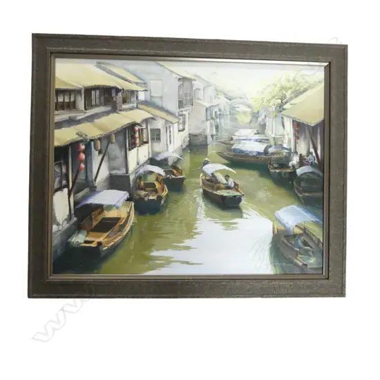 GAIL MULHOLLAND, ZHOUZHUANG VILLAGE, OIL ON BOARD, 580 X 710mm