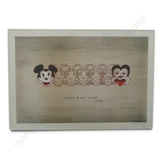 DICK FRIZZELL 'MICKEY TO TIKI TU MEKE' PRINT, SIGNED IN THE PRINT 555x805mm overall size