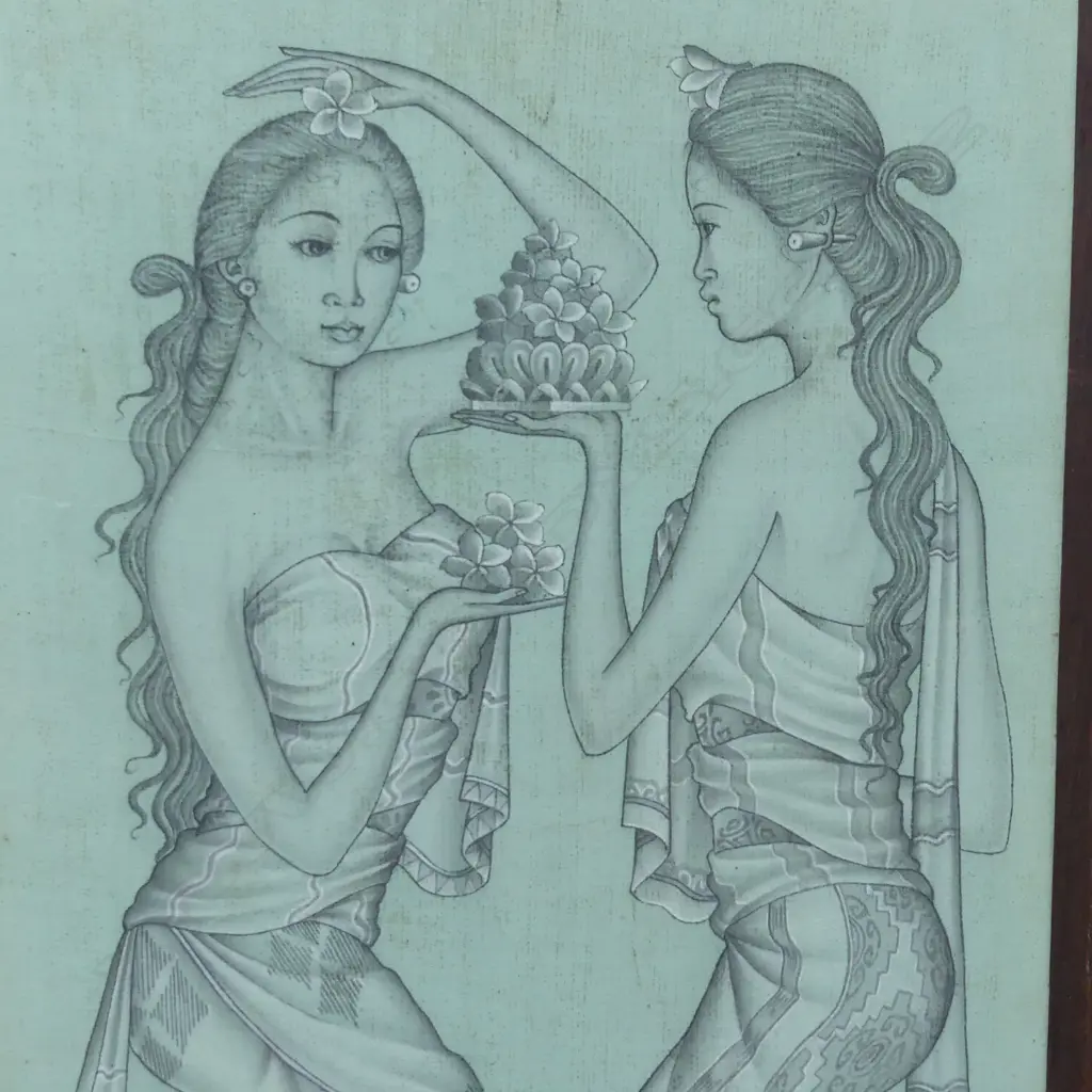 KETUT SUDANA (INDONESIAN) TWO WOMEN, SIGNED LOWER LEFT, 680 X 350mm Image 1++