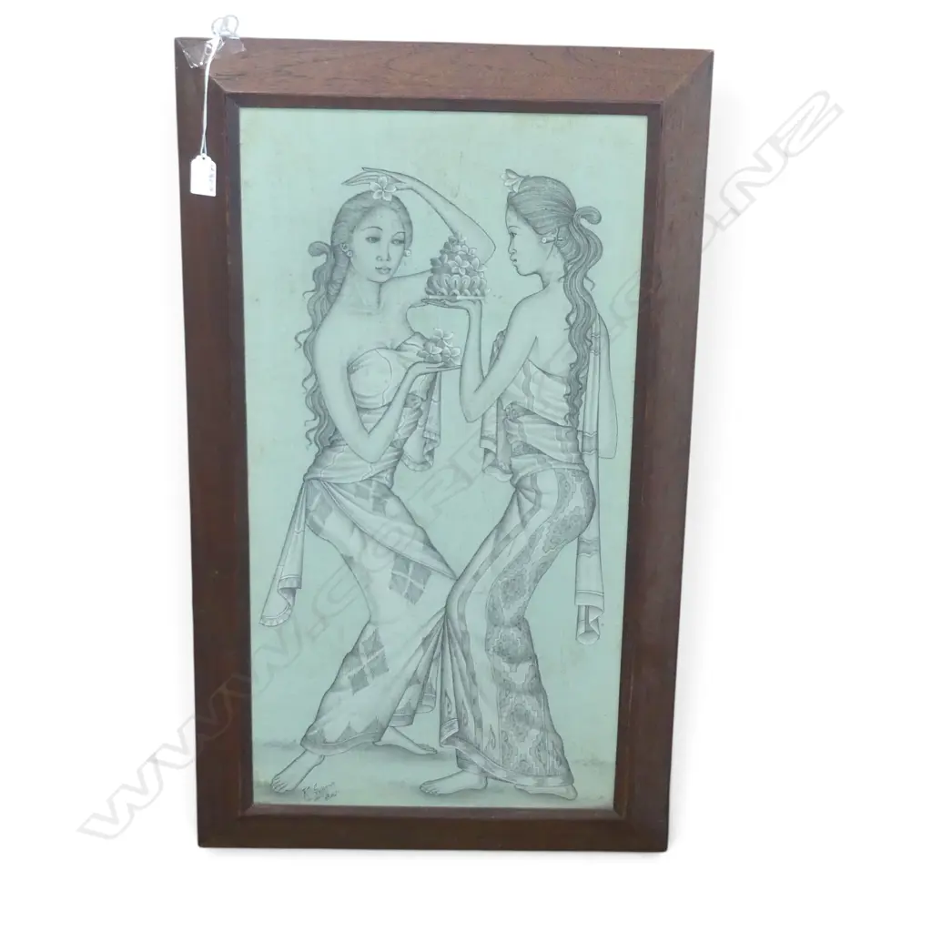 KETUT SUDANA (INDONESIAN) TWO WOMEN, SIGNED LOWER LEFT, 680 X 350mm Image 1++