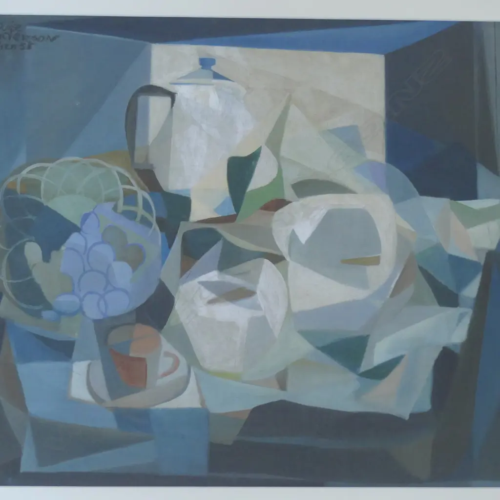 LOUISE HENDERSON FRAMED PRINT 'GRAPES AND LILLIES' 610x525mm chip to frame Image 1++