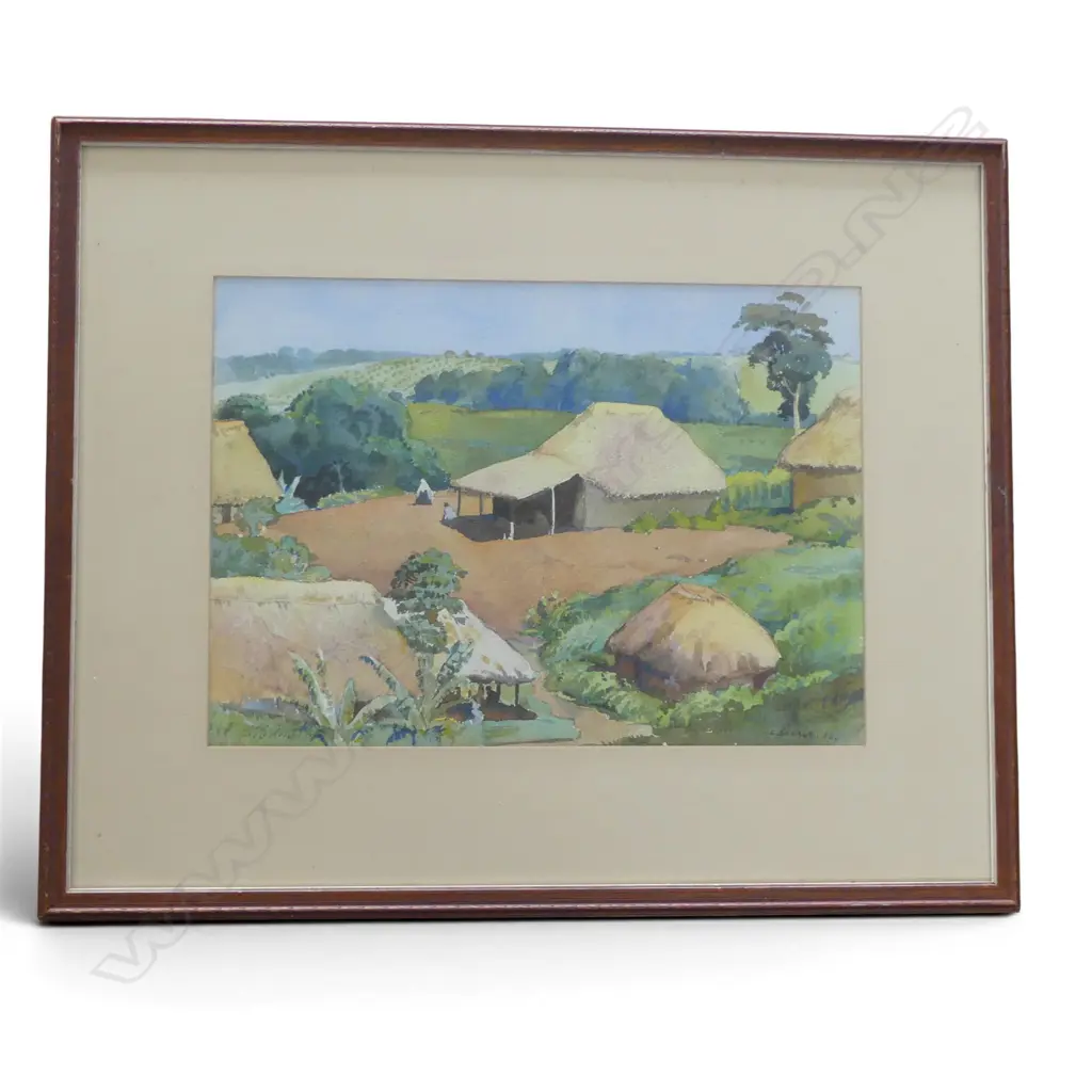 CEDRIC SAVAGE, INDIAN VILLAGE 1932, WATERCOLOUR, SIGNED AND DATED, 270 x 380mm Image 1++
