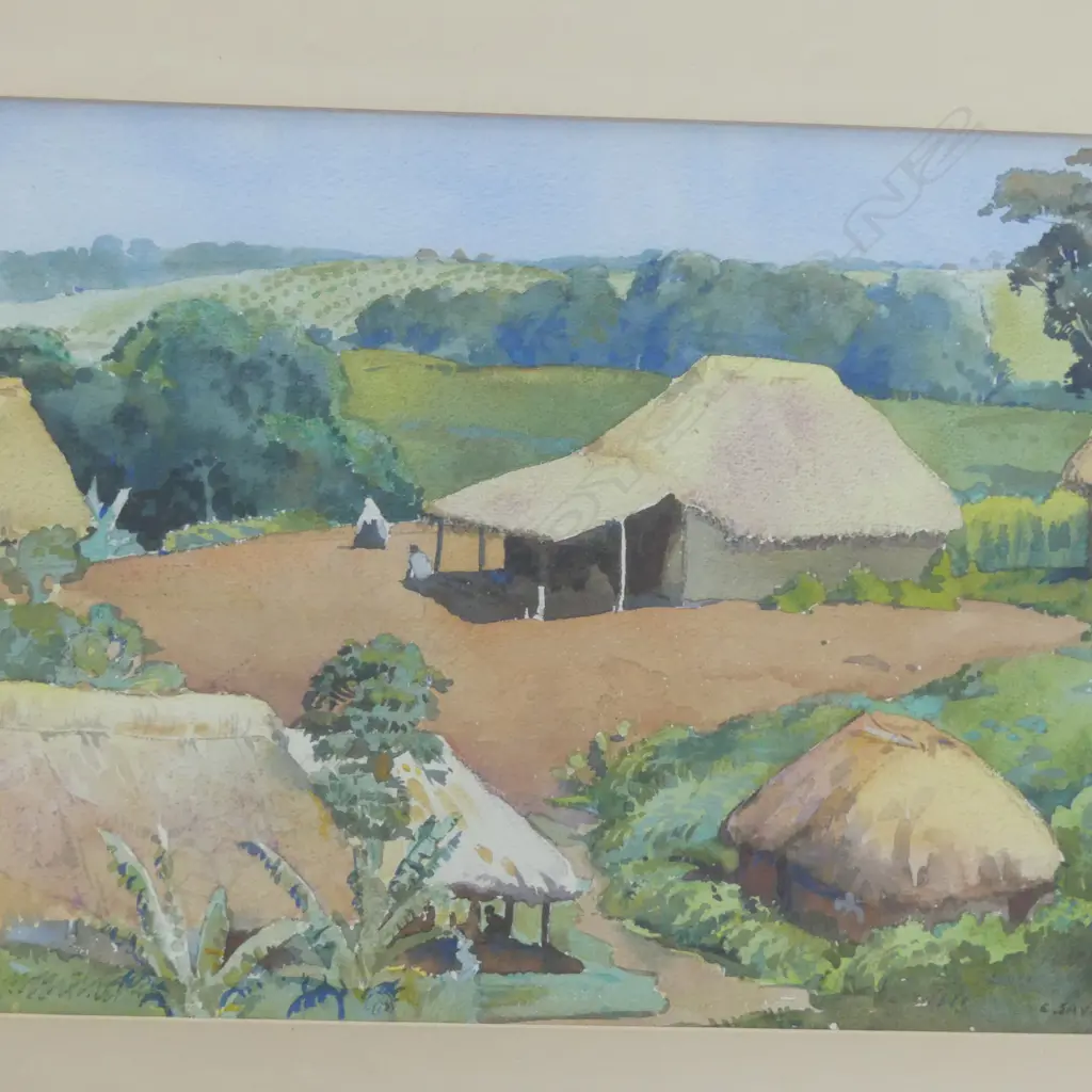CEDRIC SAVAGE, INDIAN VILLAGE 1932, WATERCOLOUR, SIGNED AND DATED, 270 x 380mm Image 1++