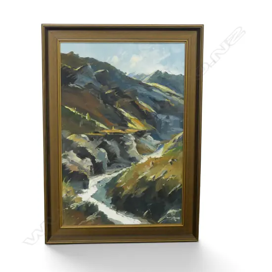 PETER J. WALLERS 'SKIPPERS CANYON' OIL ON BOARD, SIGNED & DATED '76 440x290mm
