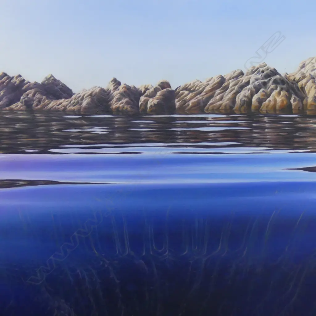 JACQUELINE ELLEY 'NATURE RECLAIMS THE QUARRY (NGA MOTU SUGARLOAF ISLANDS)' OIL ON BOARD 2017 445x500mm Image 1++