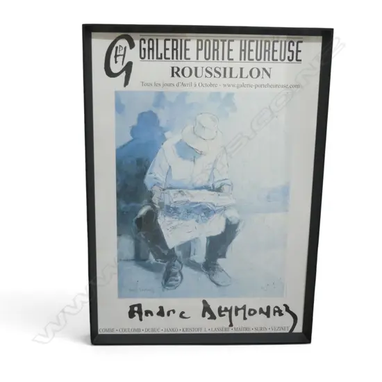 FRENCH FRAMED EXHIBITION POSTER, ANDRE AYMONAZ ARTIST, 700 X 500MM