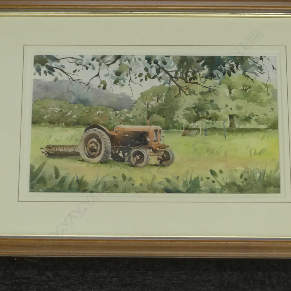 ANDY SHORE 'LITTLE RED TRACTOR, WATERCOLOUR, 225 X 360MM + SNOWY ENGLISH CITY SCENE PRINT 300 X 440mm Image 1++