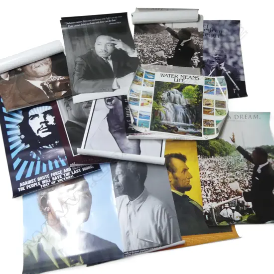 ASST. POSTERS; MALCOLM X, MARTIN LUTHER KING, ETC 900x600mm