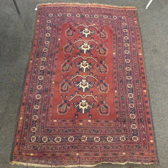 VINTAGE HANDKNOTTED AFGHAN ALL WOOL RUG,  purchased by the vendor in Pakistan 1990s 1900x1300mm